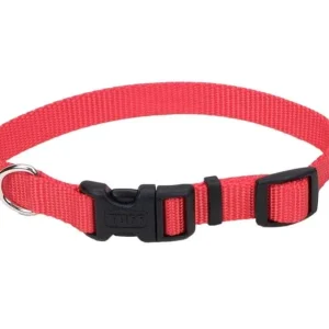 Coastal Adjustable Nylon Dog Collar with Plastic Buckle Red 1 in x 18-26 in