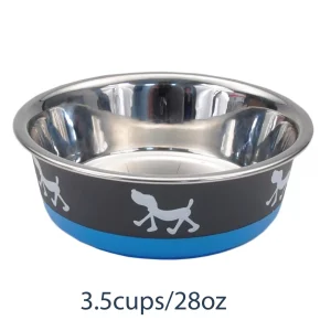 Coastal Pet Maslow Design Series Non-Skid Pup Design Dog Bowls Blue and, Grey 3.5 cups