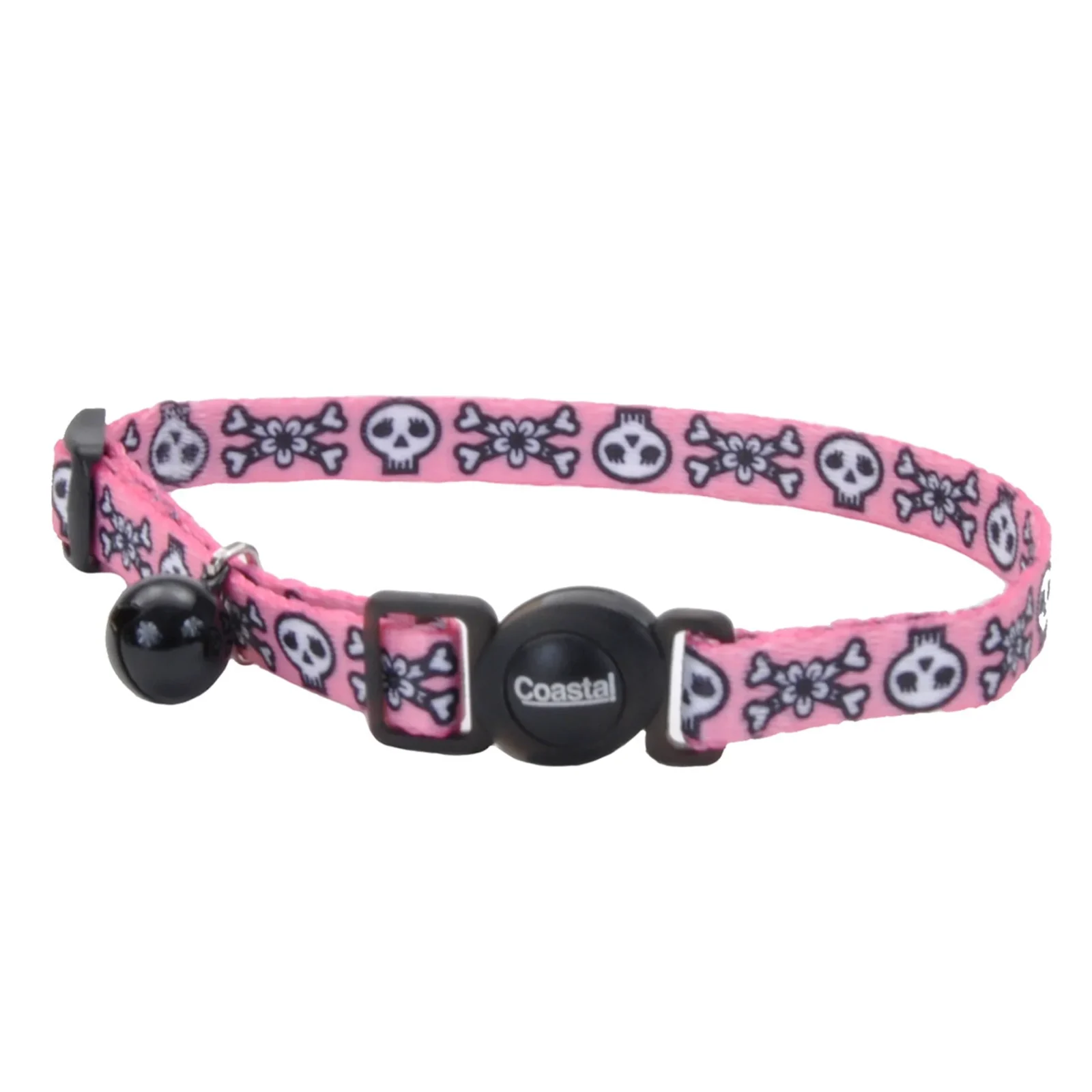 Coastal Products Safe Cat Fashion Adjustable Breakaway Cat Collar-Skulls Pink