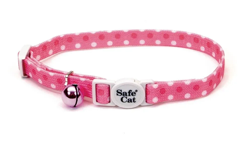 Coastal Safe Cat Fashion Adjustable Breakaway Cat Collar Pink Dots 3/8 x 8-12 in - Image 2