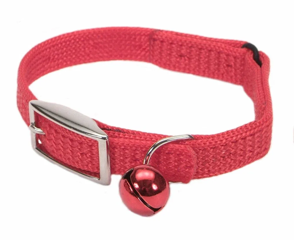 Coastal Sassy Snag-Proof Nylon Safety Cat Collar, Red 3/8 x 8 in