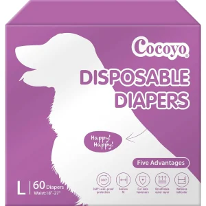 Cocoyo Disposable Female Dog Diapers W/ Leak-Proof Protection & Wellness Indicator- 60 Ct