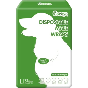 Cocoyo Disposable Male Dog Wraps W/ Leak-Proof Protection & Wellness Indicator- 72 Ct