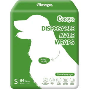 Cocoyo Disposable Male Dog Wraps W/ Leak-Proof Protection & Wellness Indicator- 84 Ct