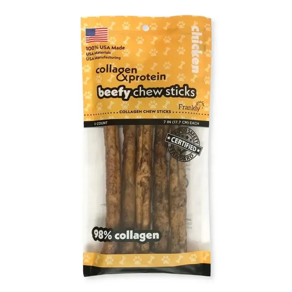 Collagen Dog Chew Sticks - Frankly Pet Collagen Mega Beefy Chew Chicken Sticks for Healthy Dogs