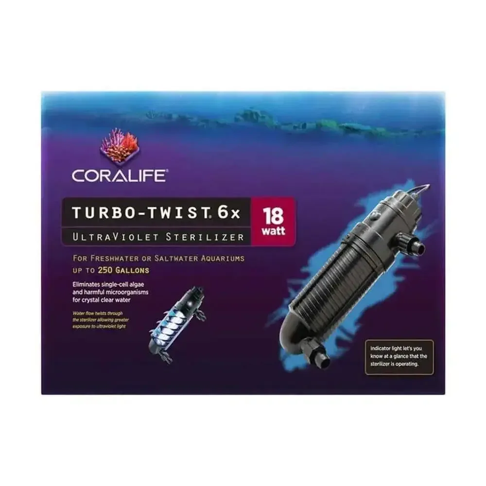 Coralife® 6X Turbo Twist UV Sterilizer 18 Watt 16.25 X 8.75 X 3.13 Inch