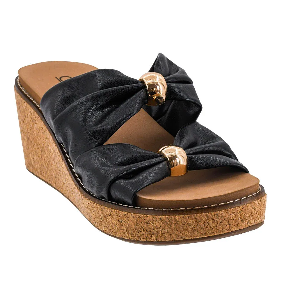 Corkys Footwear Women's Black Miss Understood Wedge Sandal