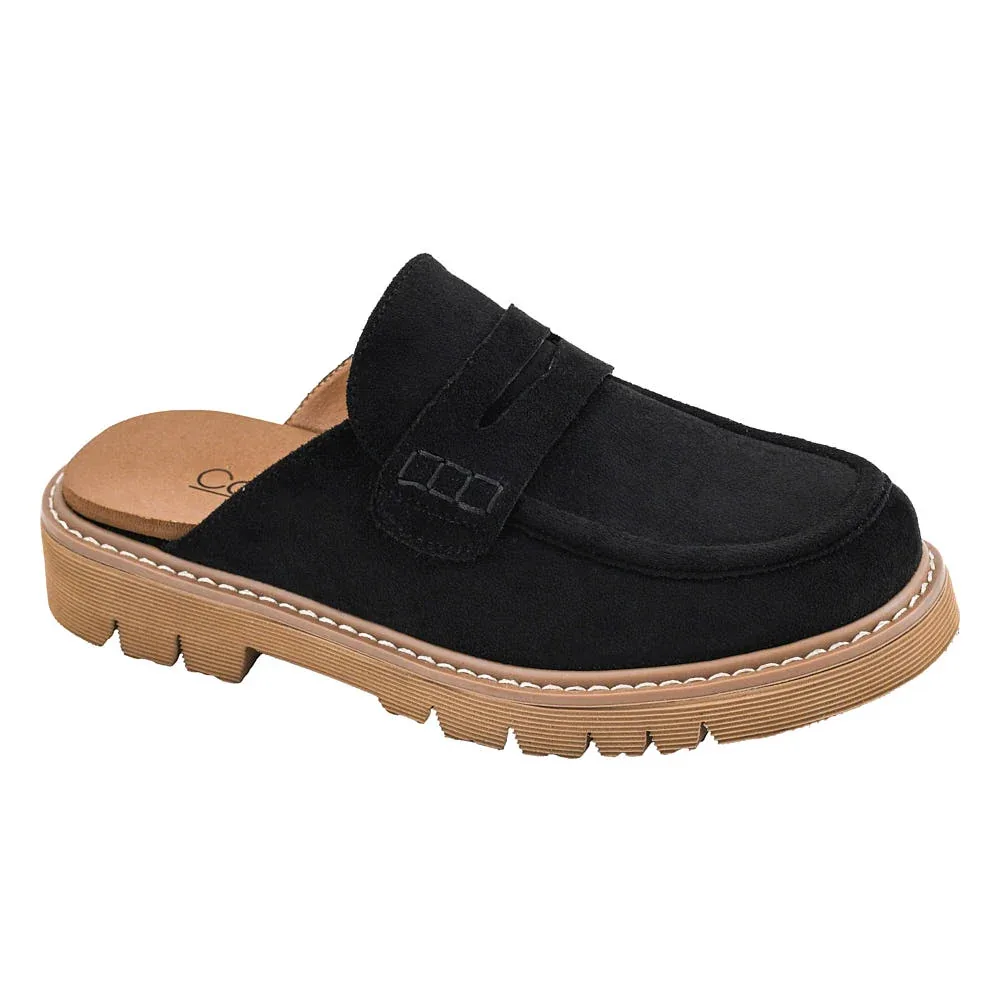Corkys Footwear Women's Get Lucky Black Faux Suede Mule