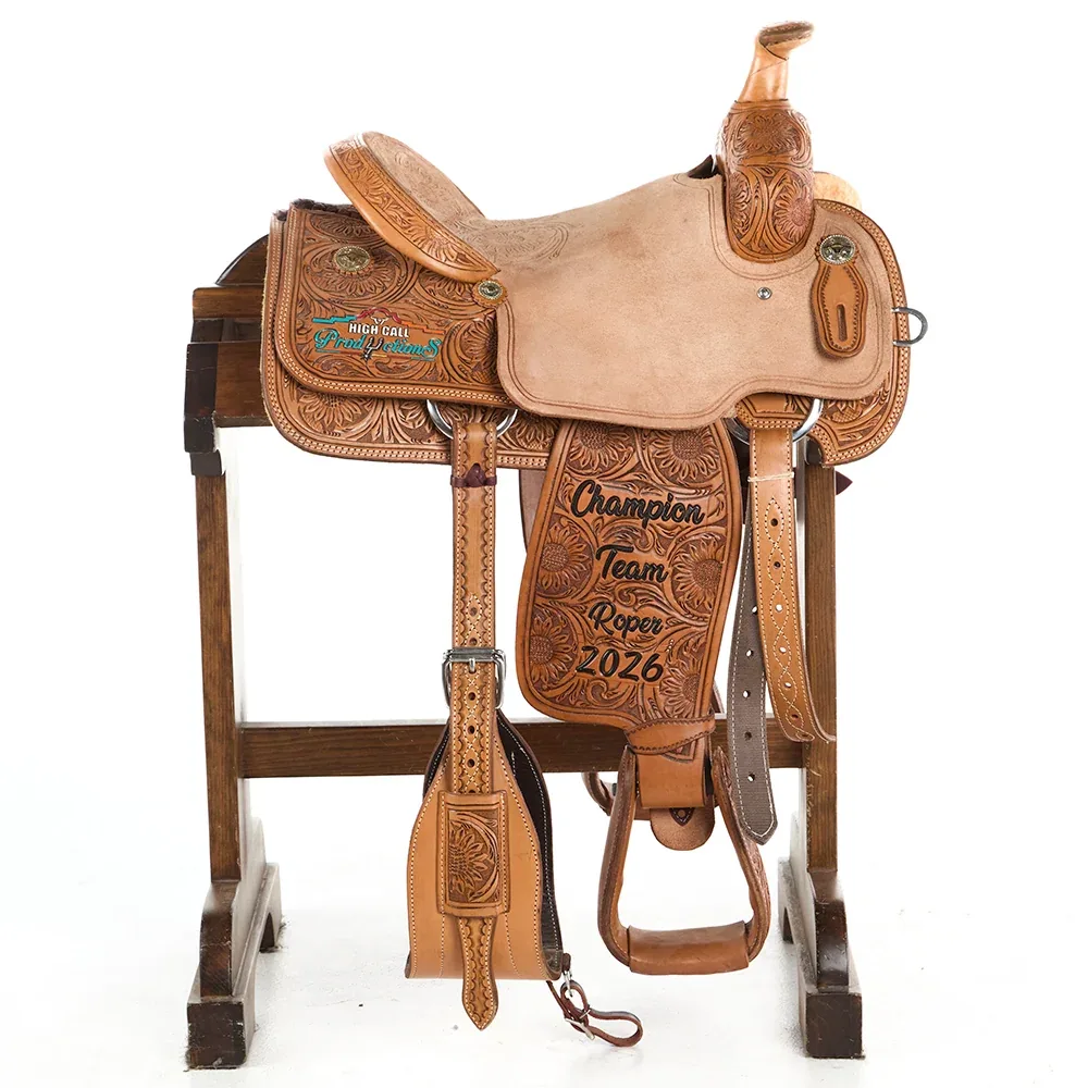 Corriente 15in 7/8 Breed Floral Tooled High Call Productions Trophy Team Roper - Image 2