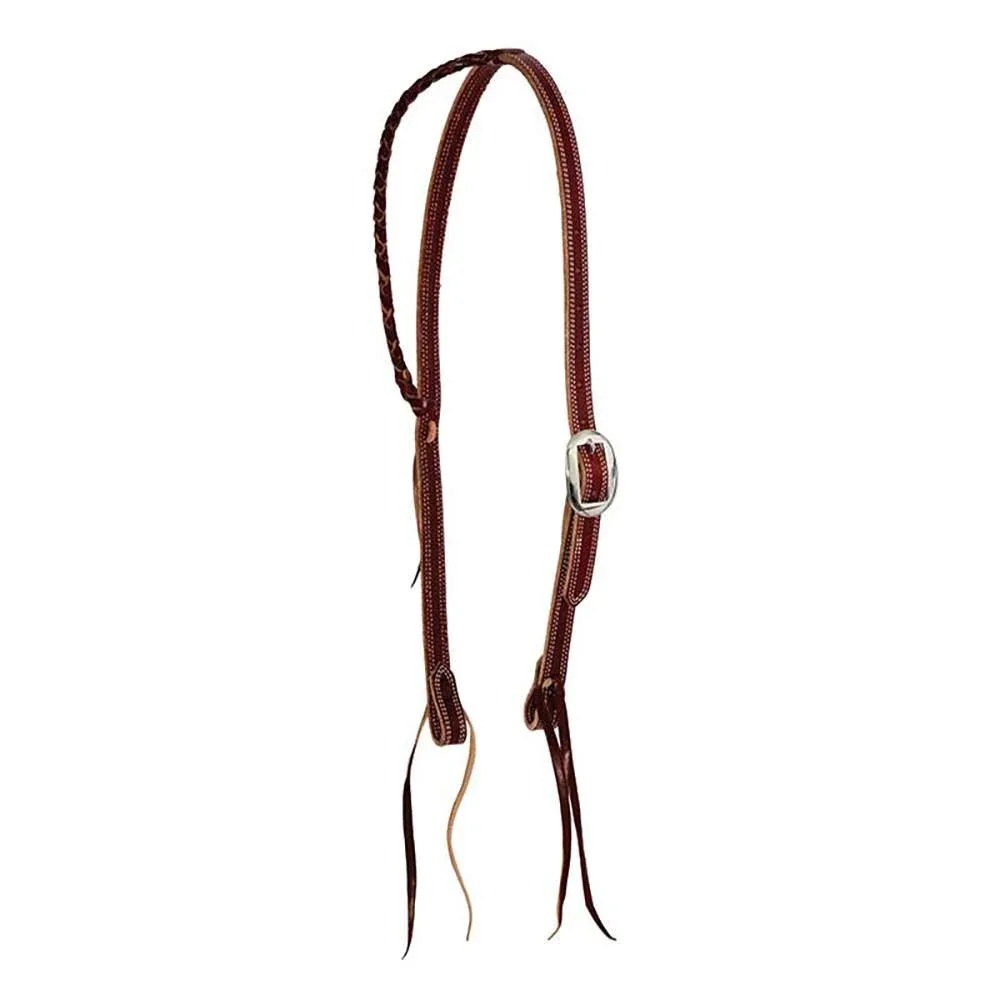 Cowboy Tack 3/4in Latigo Leather Braided Slip Ear Headstall