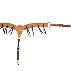 Cowboy Tack Golden Leather Rough Out 2 Inch Breast Collar With Latigo Strings