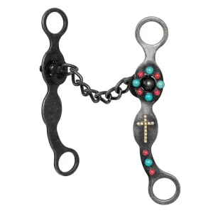 Cowboy Tack Southwest Collection Dark Grey Steel Cross Chain Bit