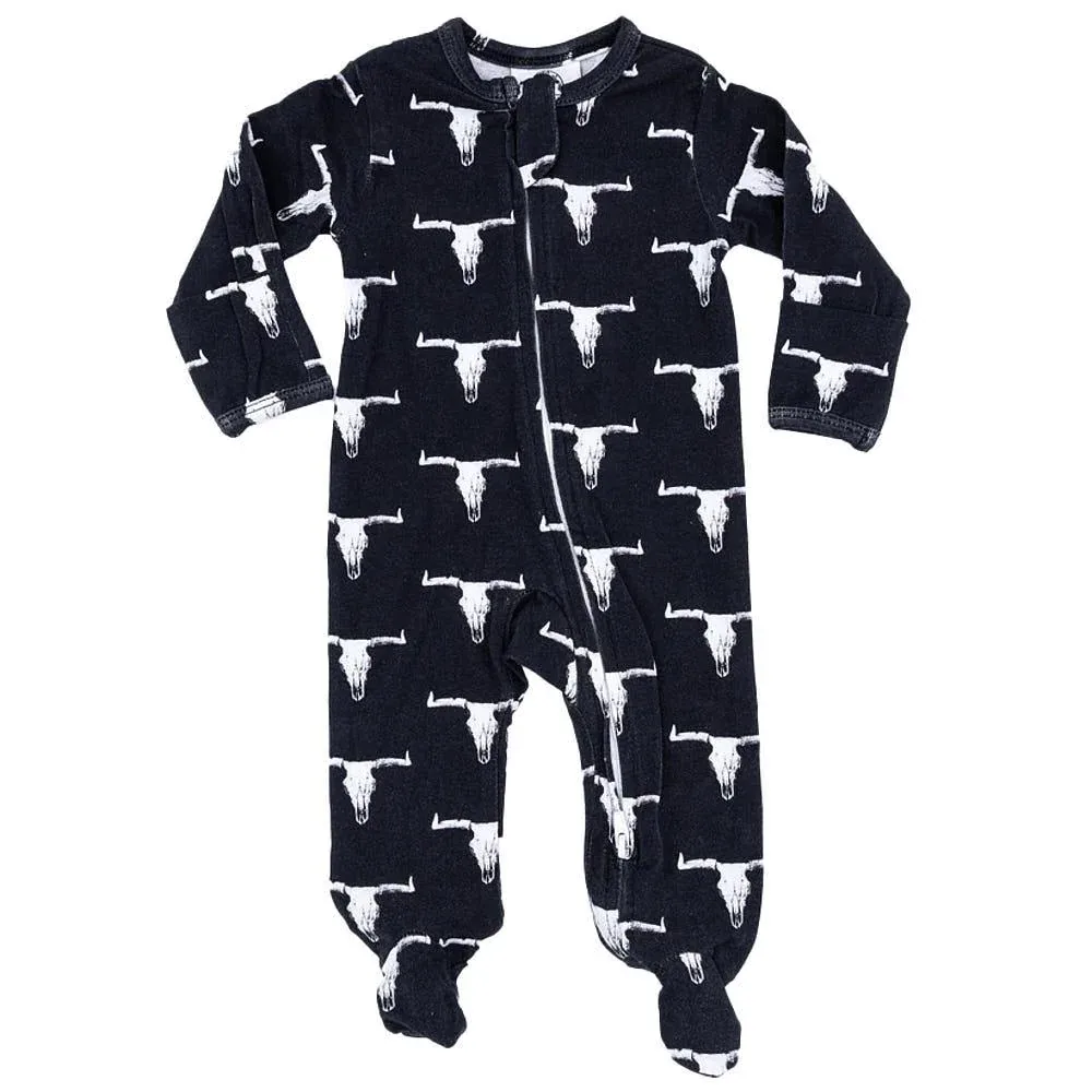 Cowkid Clothing Company Cow Skull Footed Jammies