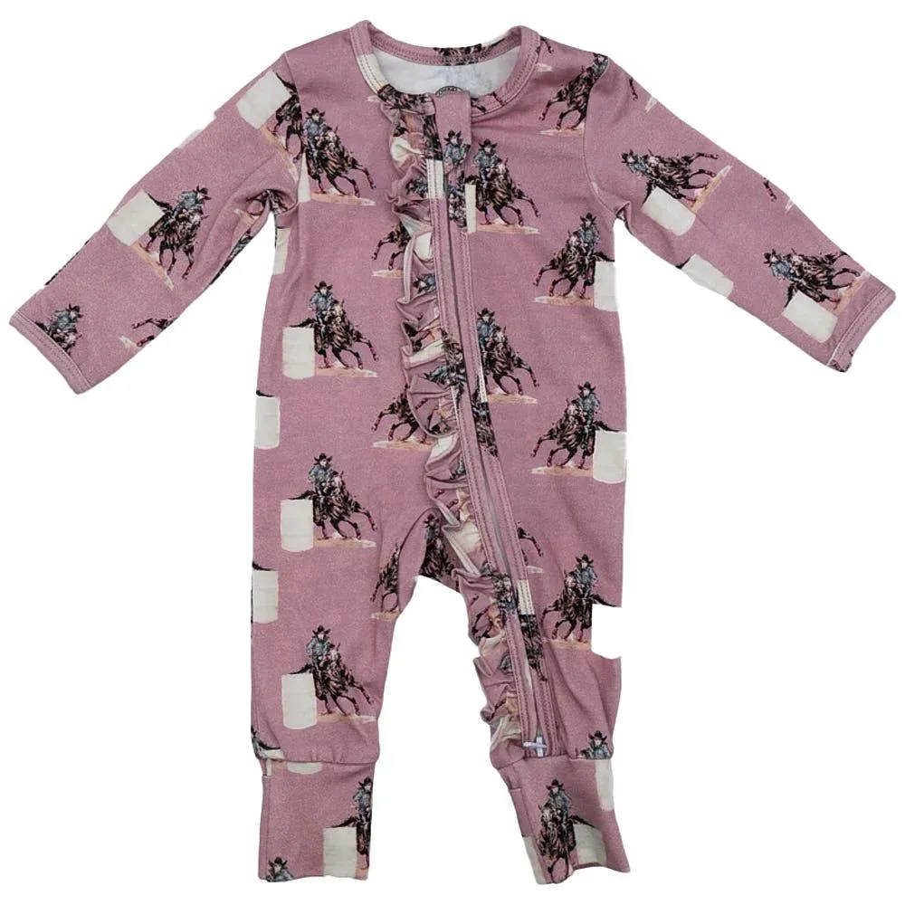 Cowkid Clothing Company Girl's Barrel Racer Ruffled Onesie