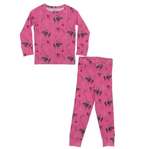 Cowkid Clothing Company Girl's Pink Rope The Moon Long Sleeve PJ Set