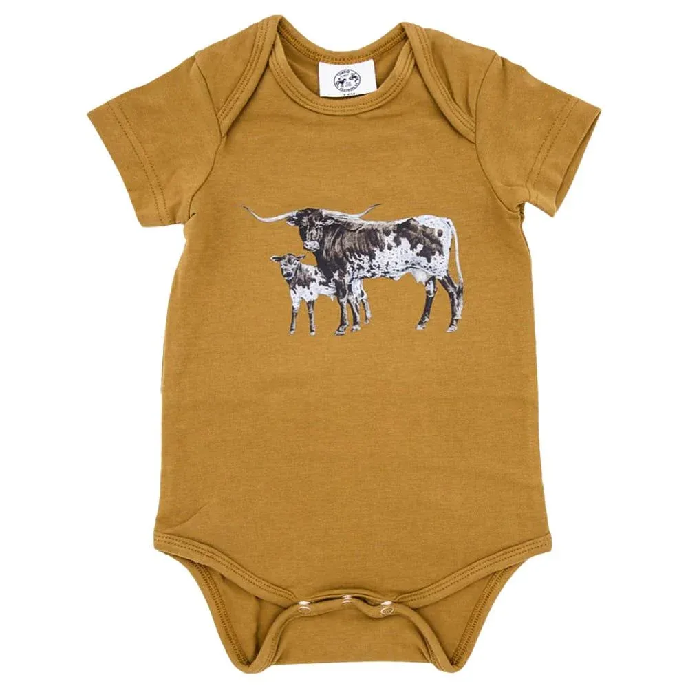 Cowkid Clothing Company Girl's Southwest Longhorn Onesie