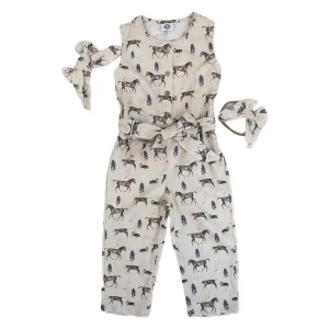 Cowkid Clothing Company Girl's Spring on Ranch Romper with Matching Bow
