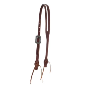 Cowperson Tack 5/8in Oiled Slot Ear Headstall with Floral Cart Buckle