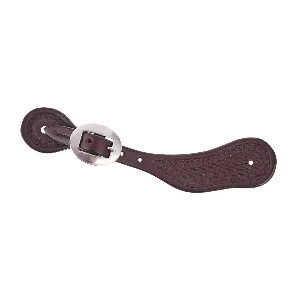 Cowperson Tack Ladies Dark Leather Basket Stamp Spur Straps