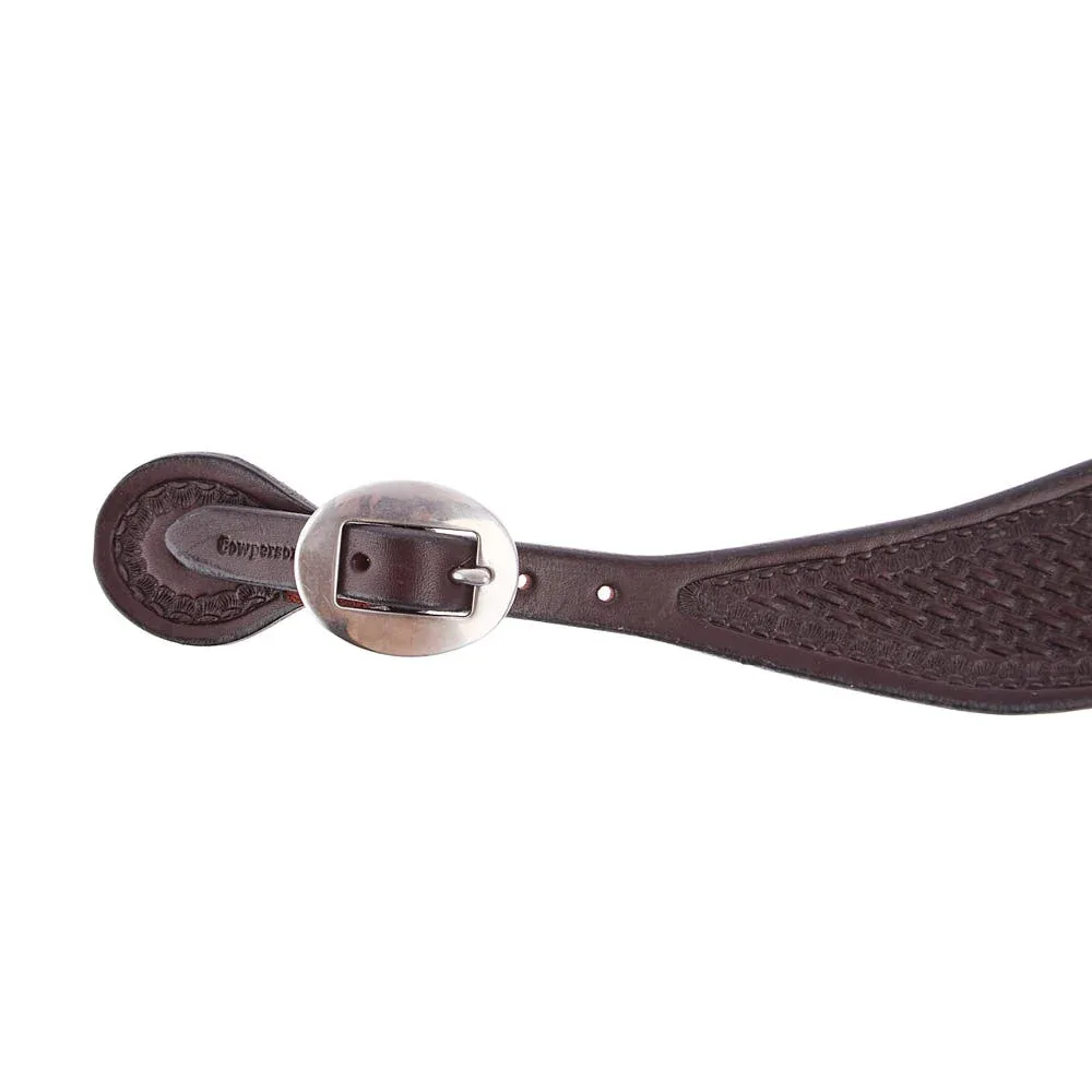 Cowperson Tack Men's Dark Leather Basket Stamp Spur Straps - Image 2