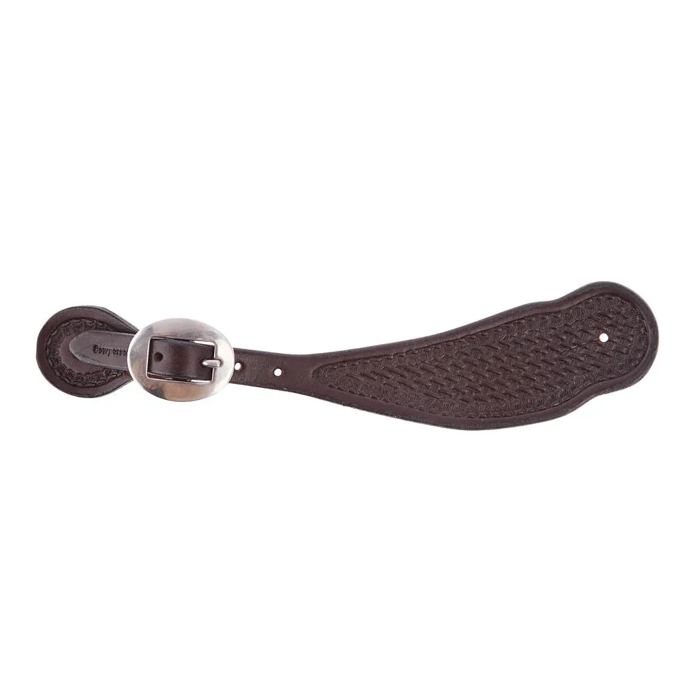 Cowperson Tack Men's Dark Leather Basket Stamp Spur Straps