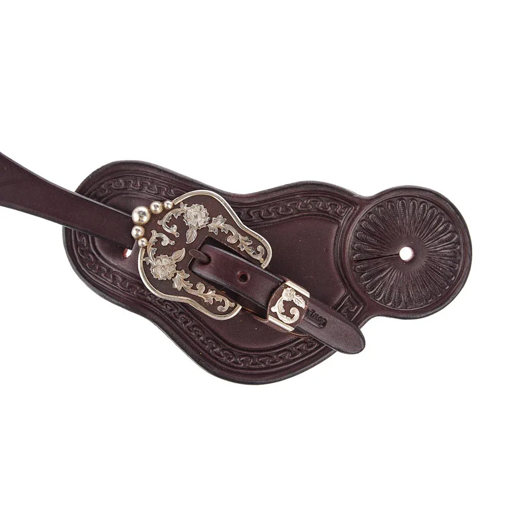Cowperson Tack Men's Dark Leather Spur Straps with B122 Buckle - Image 2