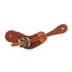 Cowperson Tack Men's Slick Leather Buckaroo Spur Straps with Bar Cart Buckle