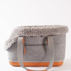 Cozy Grey Shearling Deluxe Dog Carrier