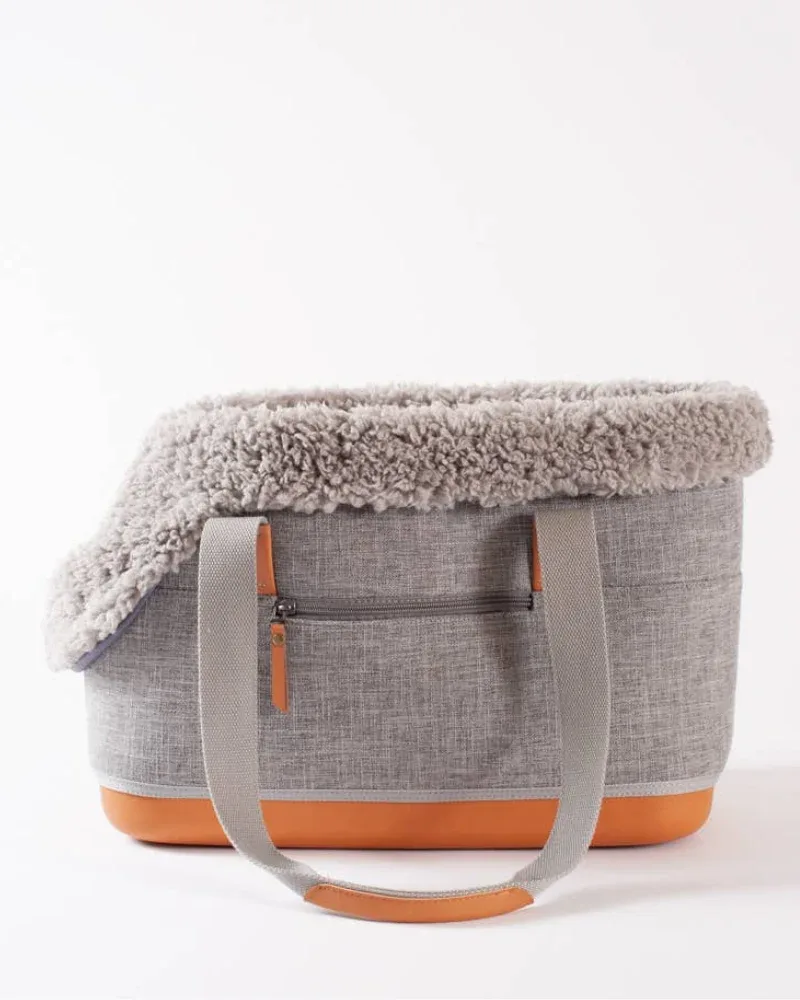 Cozy Grey Shearling Deluxe Dog Carrier