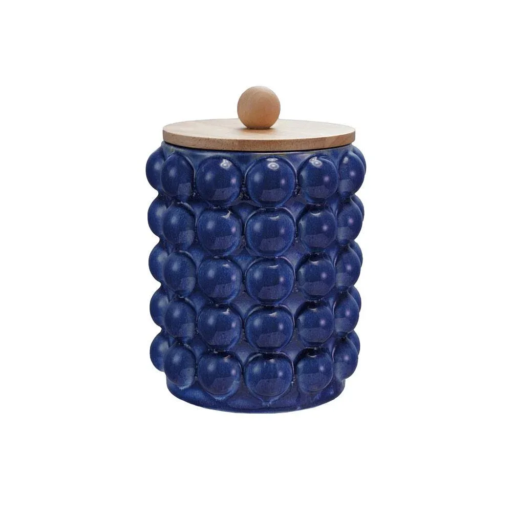 Creative Co-Op Blue Raised Dots Hobnail Canister with Lid