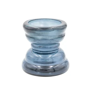 Creative Co-Op Blue Recycled Glass Candle Holder