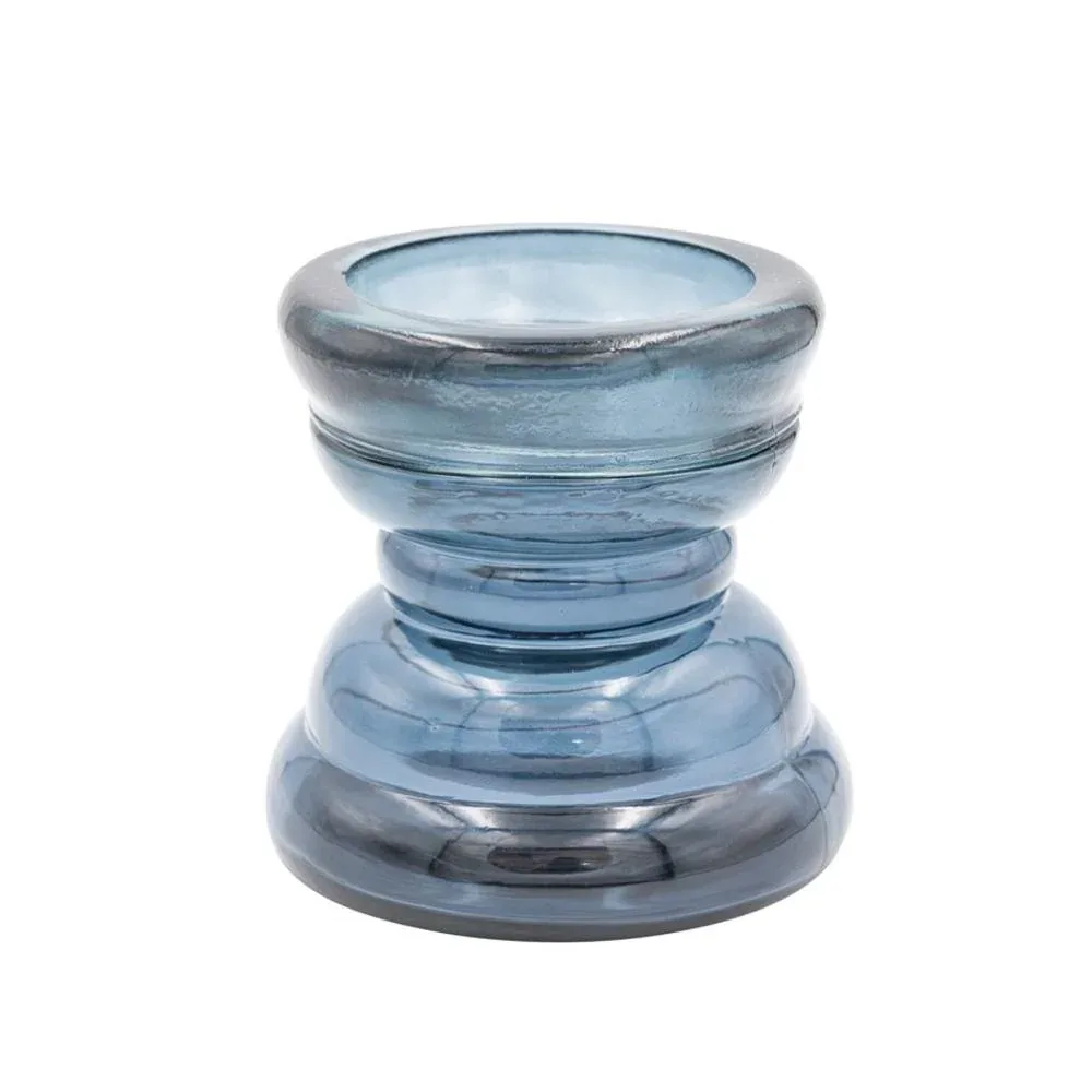 Creative Co-Op Blue Recycled Glass Candle Holder