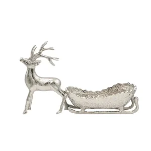 Creative Co-Op Cast Aluminum Reindeer Sleigh Dish