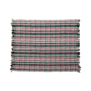 Creative Co-Op Cream/Green/Red Plaid Throw
