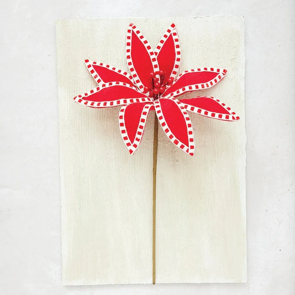 Creative Co-Op Fabric Poinsettia Pick - Image 2