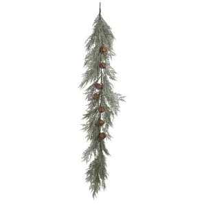 Creative Co-Op Faux Cedar Garland with Rust Metal Bells