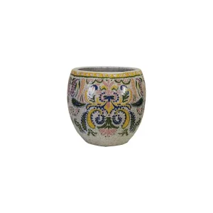 Creative Co-Op Floral Terra-cotta Planter
