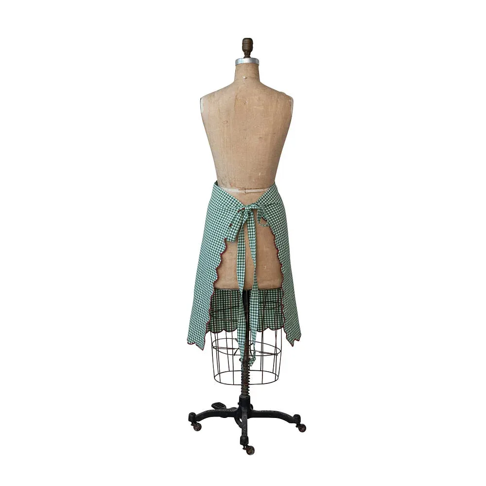 Creative Co-Op Green Gingham Half Apron - Image 2
