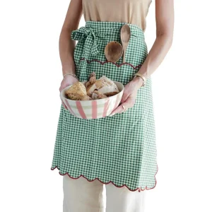 Creative Co-Op Green Gingham Half Apron