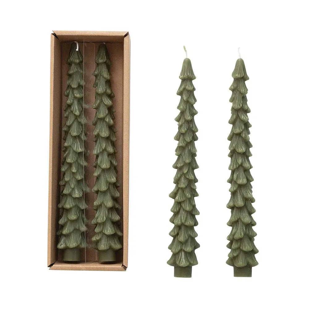 Creative Co-Op Green Unscented Tree Candles