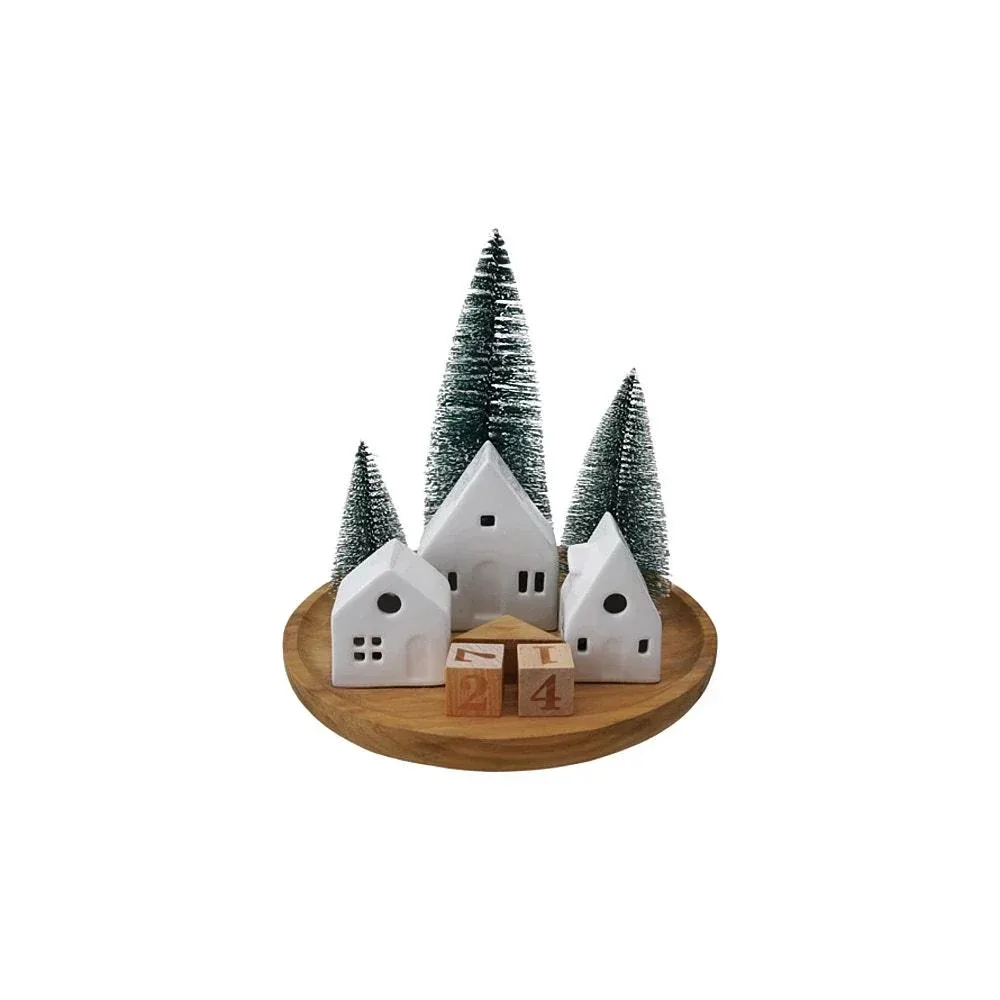 Creative Co-Op House & Bottle Brush with Led Light Set