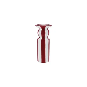 Creative Co-Op Large Red & White Taper Candle Holder