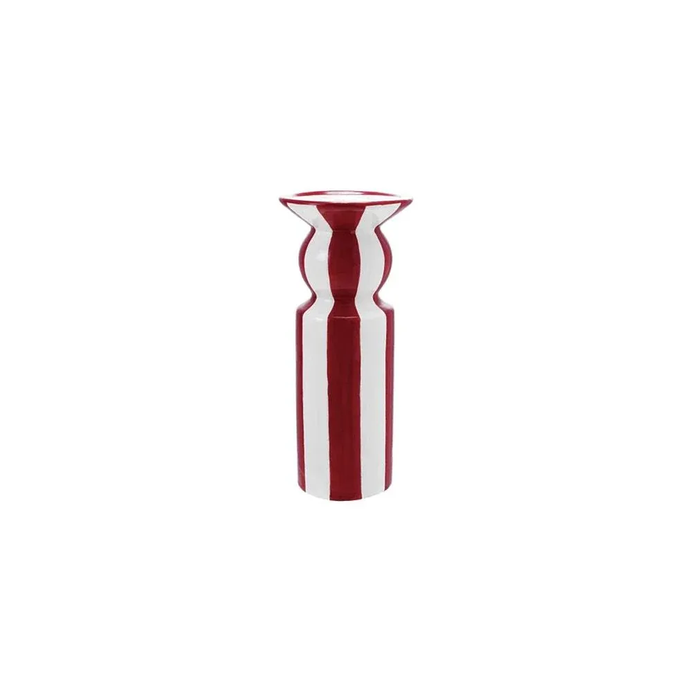 Creative Co-Op Large Red & White Taper Candle Holder