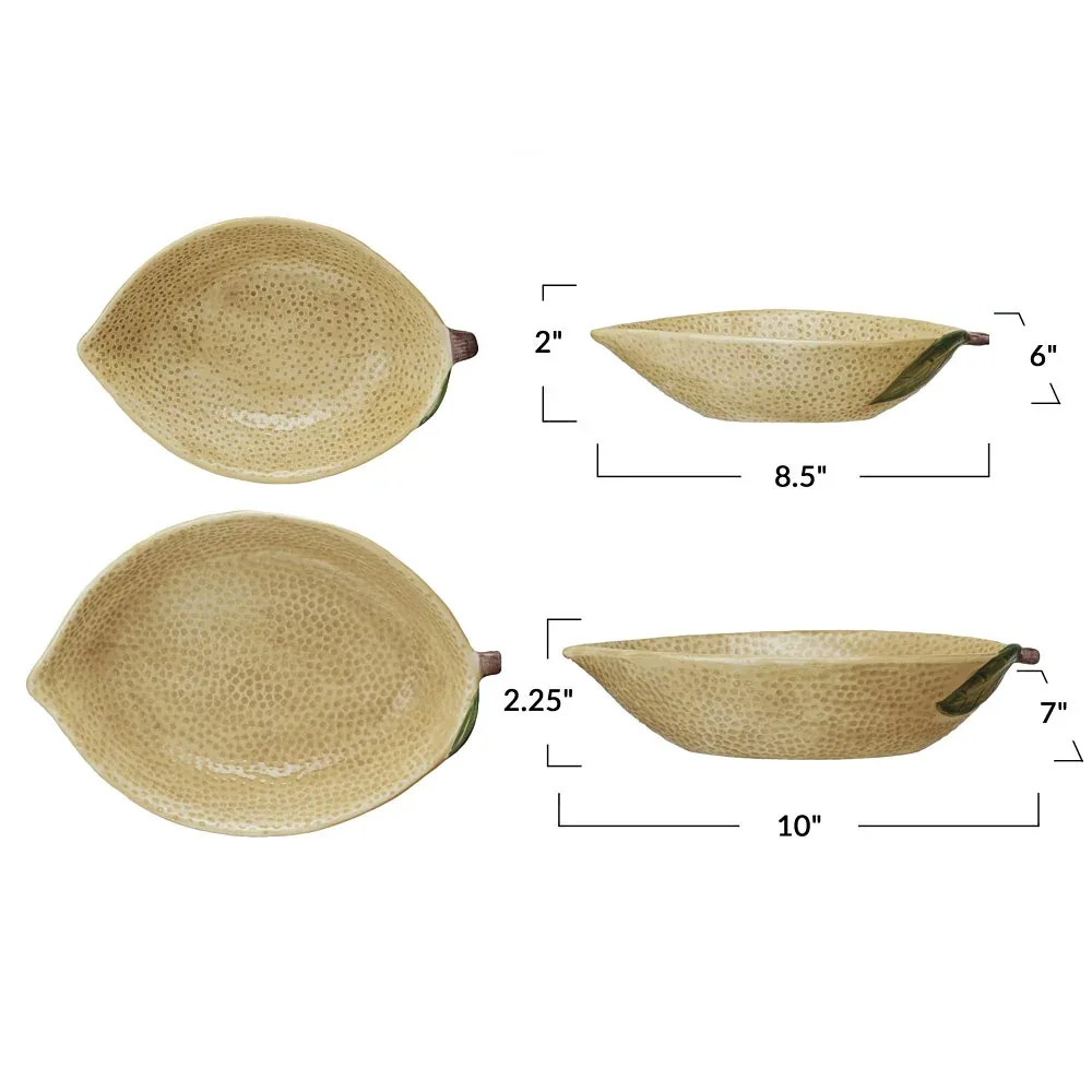 Creative Co-Op Lemon Shaped Bowl Set of 2 - Image 2