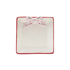 Creative Co-Op Polka Dot Bow Dish
