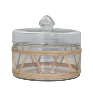 Creative Co-Op Rattan Wrapped Glass Jar With Lid