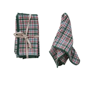 Creative Co-Op Red and Green Christmas Napkin Set