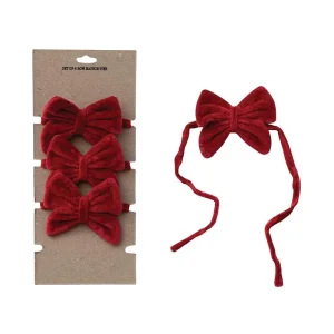Creative Co-Op Red Velvet Bow Napkin Ties