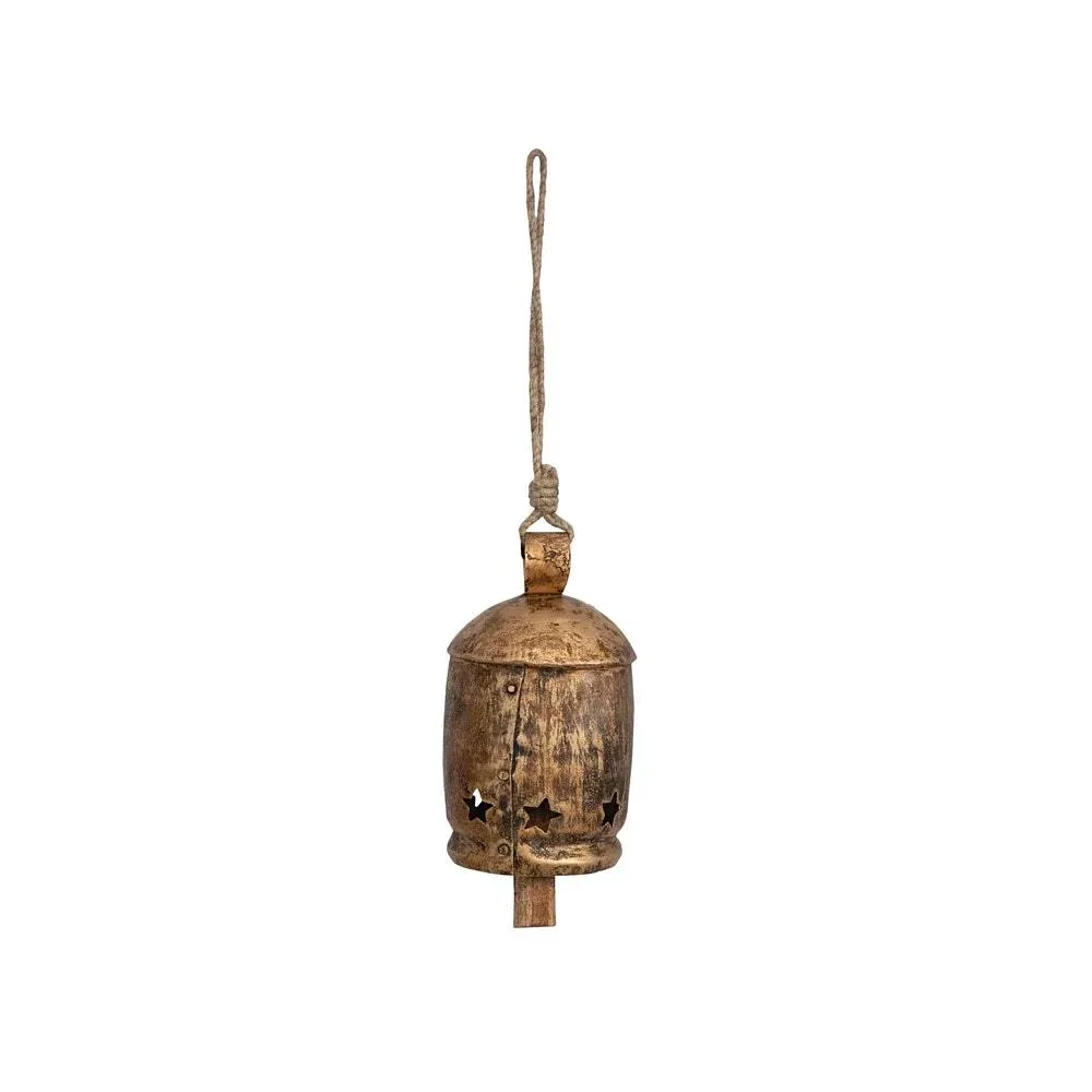 Creative Co-Op Small Metal Bell with Star Cut Outs