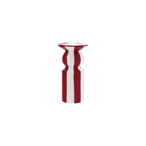 Creative Co-Op Small Red & White Taper Candle Holder